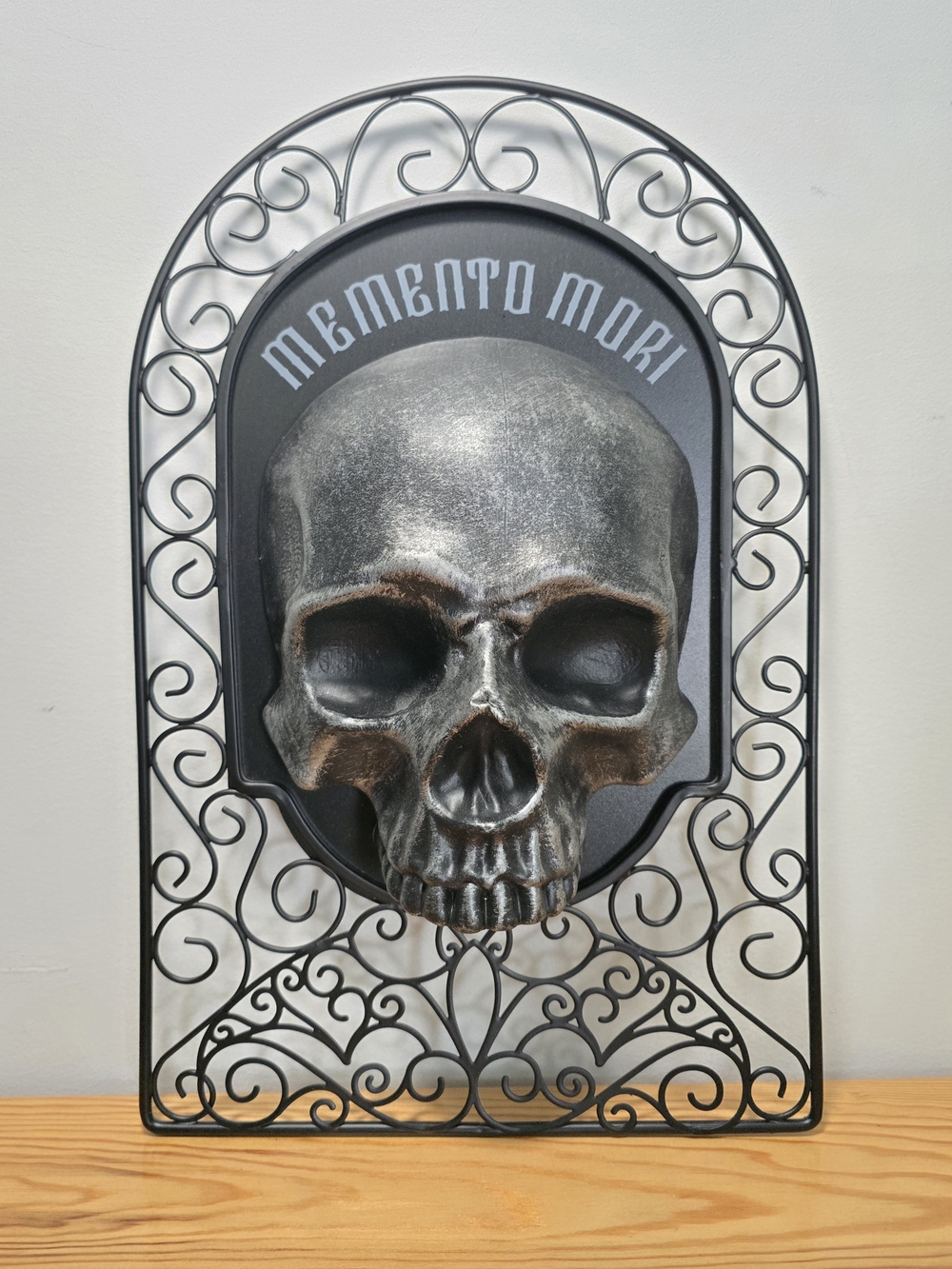 Memento Mori Skull Wall Plaque - Black and Silver Gothic Accent